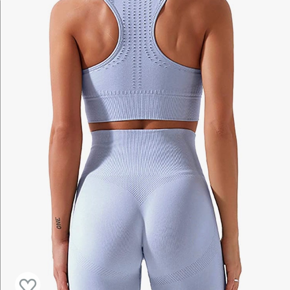 Green marl seamless work out set.